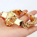 Domineering Lion Head Animal Bracelet Men\\'s Stainless Steel Braided Chain Wristband Bracelet Hip-Hop Trendy Jewelry