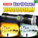 800W High Power LED Flashlight Rechargeable Yellow White Light Lantern Powerful Tactical Flashlight Super Bright LongRange Torch