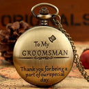 The best gift for the groomsmen, thank you for being a part of our special day bronze/black quartz pocket watch vintage wedding