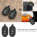 Wireless UHF USB 4 Channels Audio Connector Guitar Bass Violin Battery Rechargeable 50M Transmission Range Transmitter Receiver